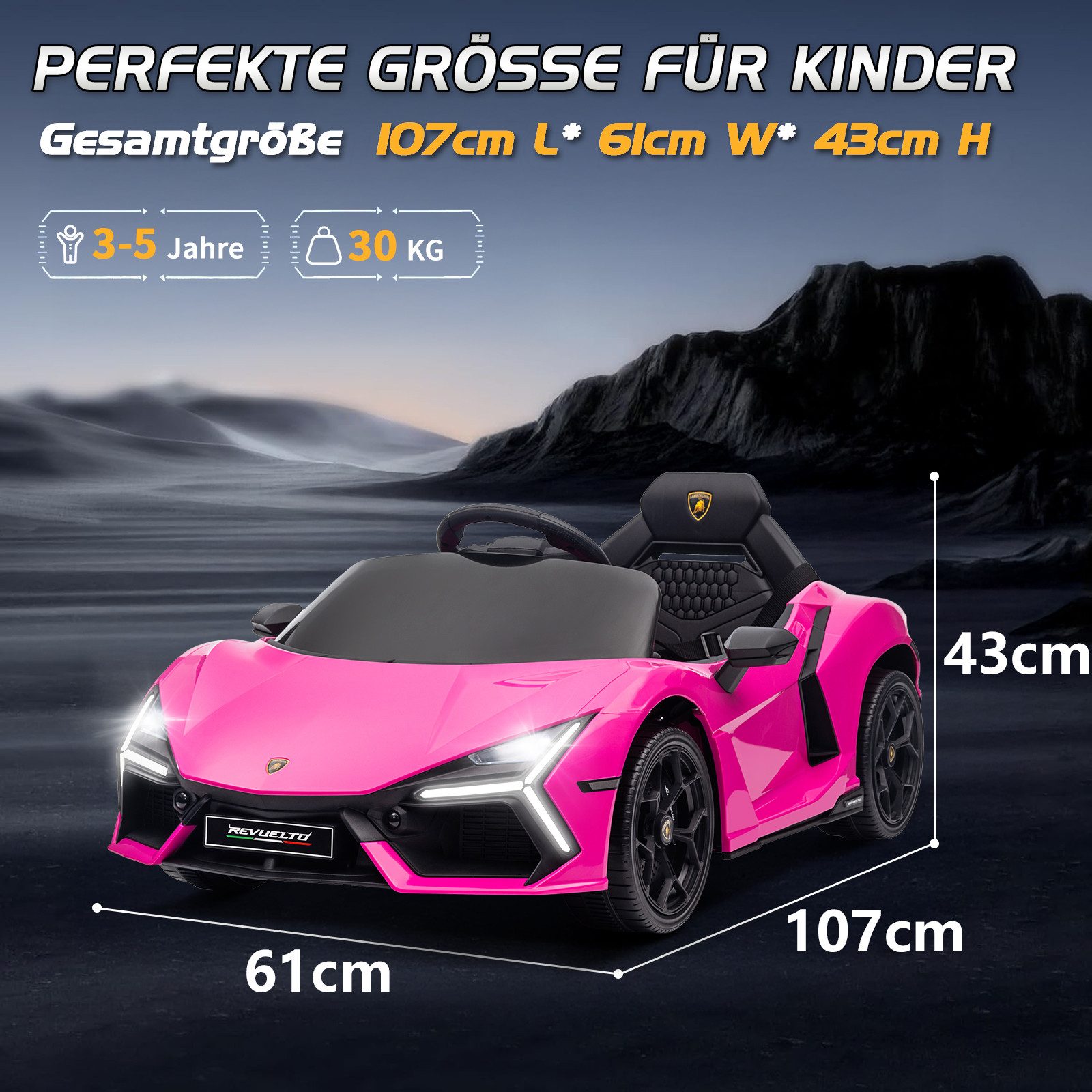 LALAHO Elektro-Kinderauto Kinder Elektroauto 12V 2.4GHz Fernbedienung, 12V 4.5Ah, 2.4GHz Fernbedienung, drei Geschwindigkeitsstufen