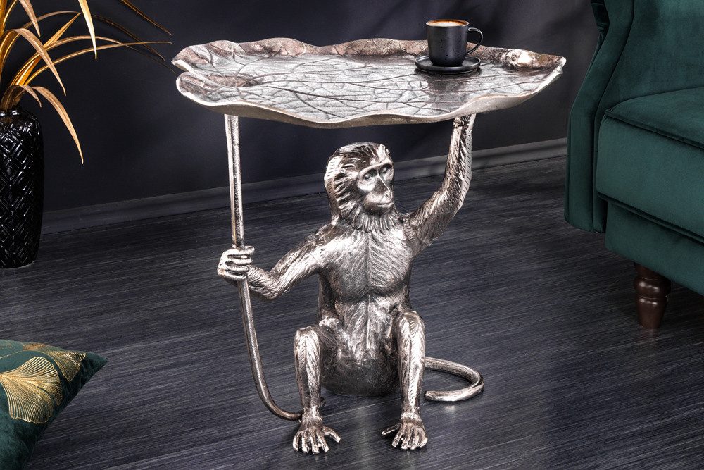 riess-ambiente Beistelltisch WILDLIFE MONKEY 60cm silber antik · Wohnzimmer günstig online kaufen