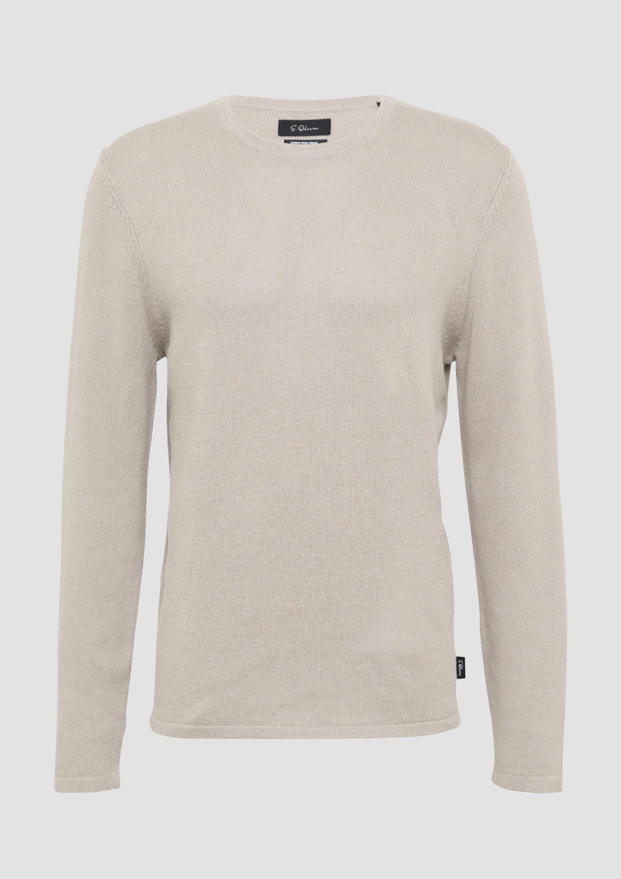 s.Oliver Longpullover Strickpullover Softer Strickpullover aus Baumwoll-Leinenmix