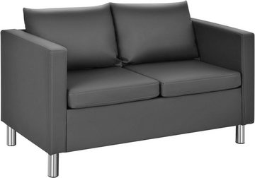 KOMFOTTEU Sofa 2 Sitzer, mit 2 Kissen, aus Kunstleder, 120 kg Belastbar