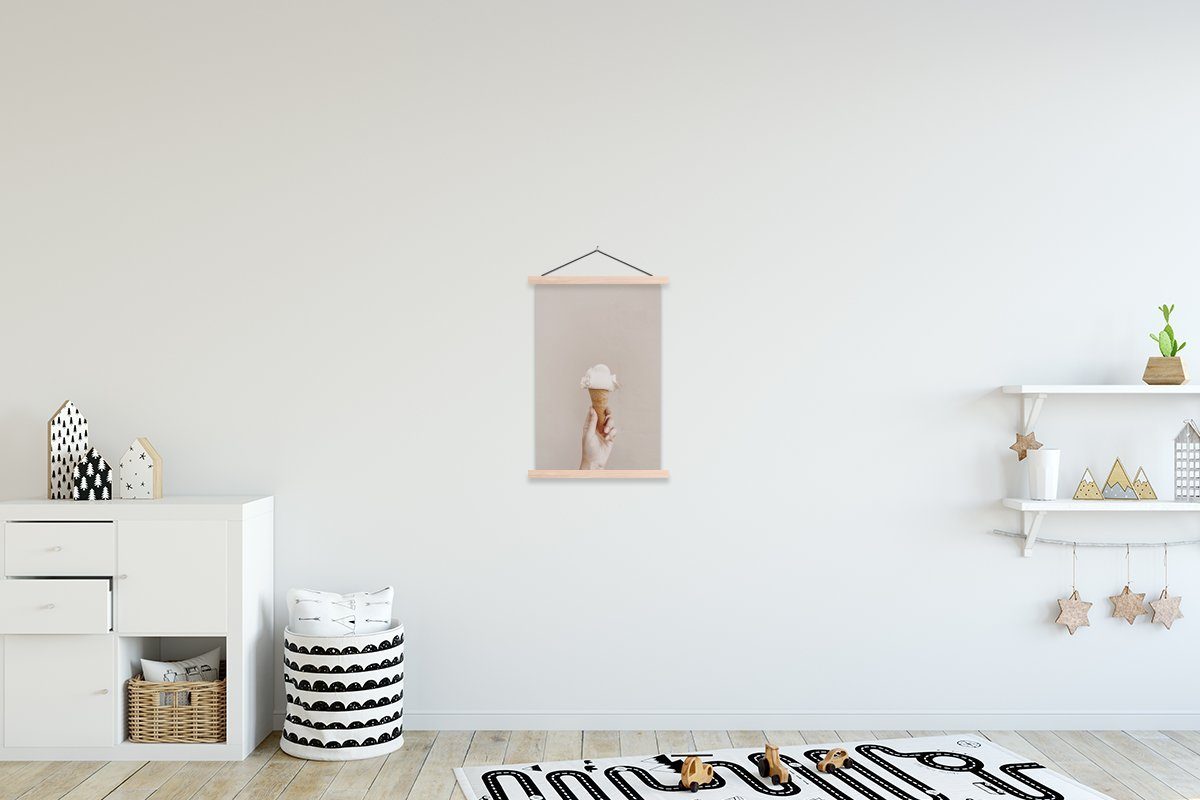 MuchoWow Poster Sommer - Eiscreme - Weiß, (1 St), Posterleiste, Textilposter für Wohnzimmer, Bilderleiste, Magnetisch