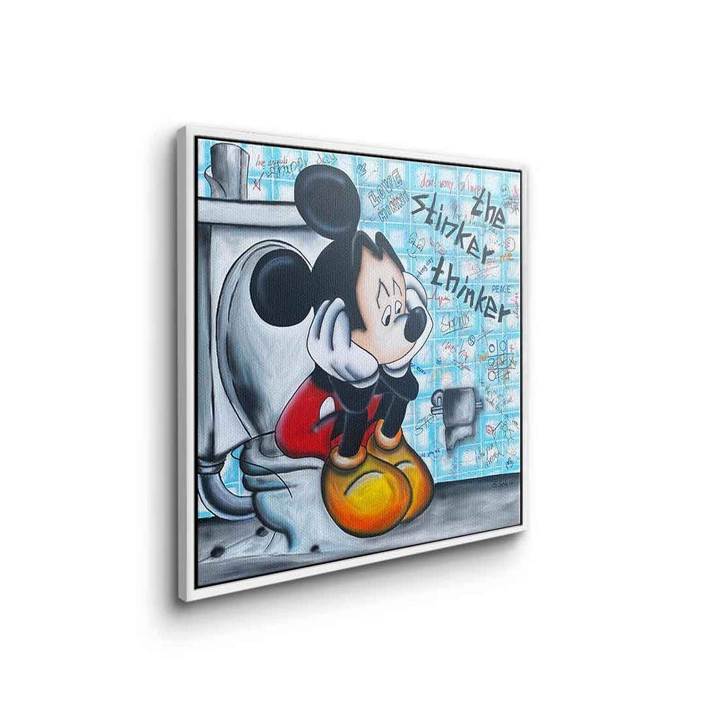 DOTCOMCANVAS® Mouse The stinker designed Mickey Maus Thinker Rahmen ohne Leinwandbild Leinwandbild, Micky Bad