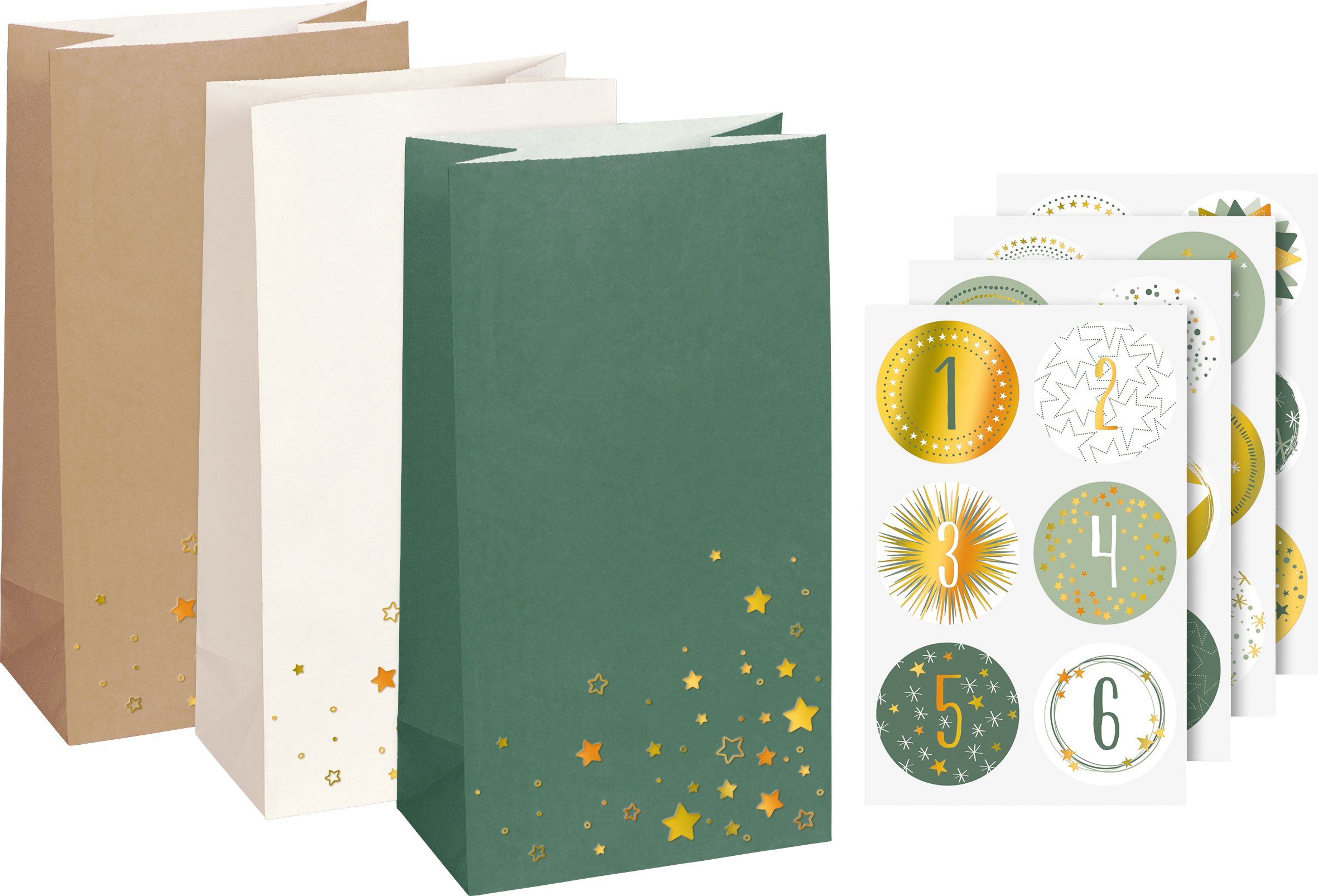 Heyda Adventskalender Adventskalender-Set Sterne, 28 Teile