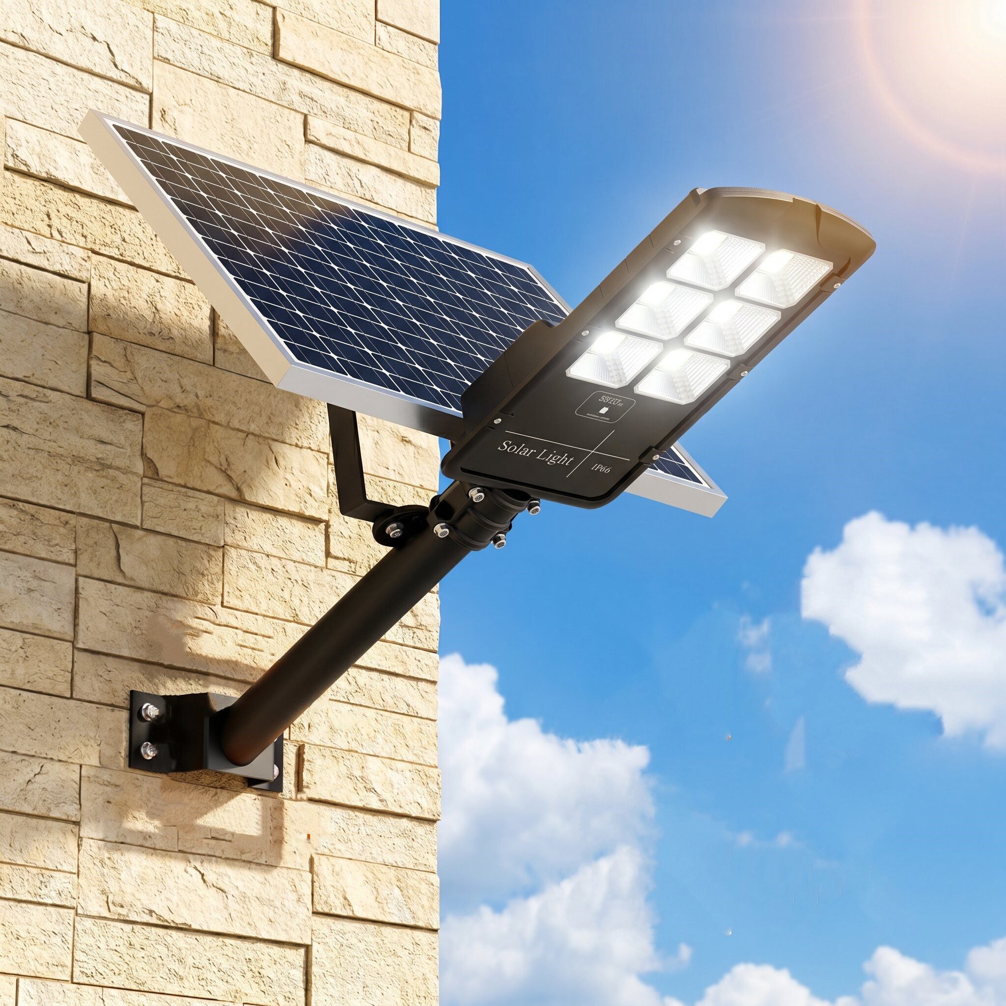 oyajia LED Solarleuchte 400W Solarlampen für Außen mit Fernbedienung, 6500K, Straßenlaterne, Solarlampen für außen + wetterfest, LED fest integriert, Kaltweiß, Wand- & Mastmontage, Daemmerungssensor IP66 für Garten, Hof, Parkplatz