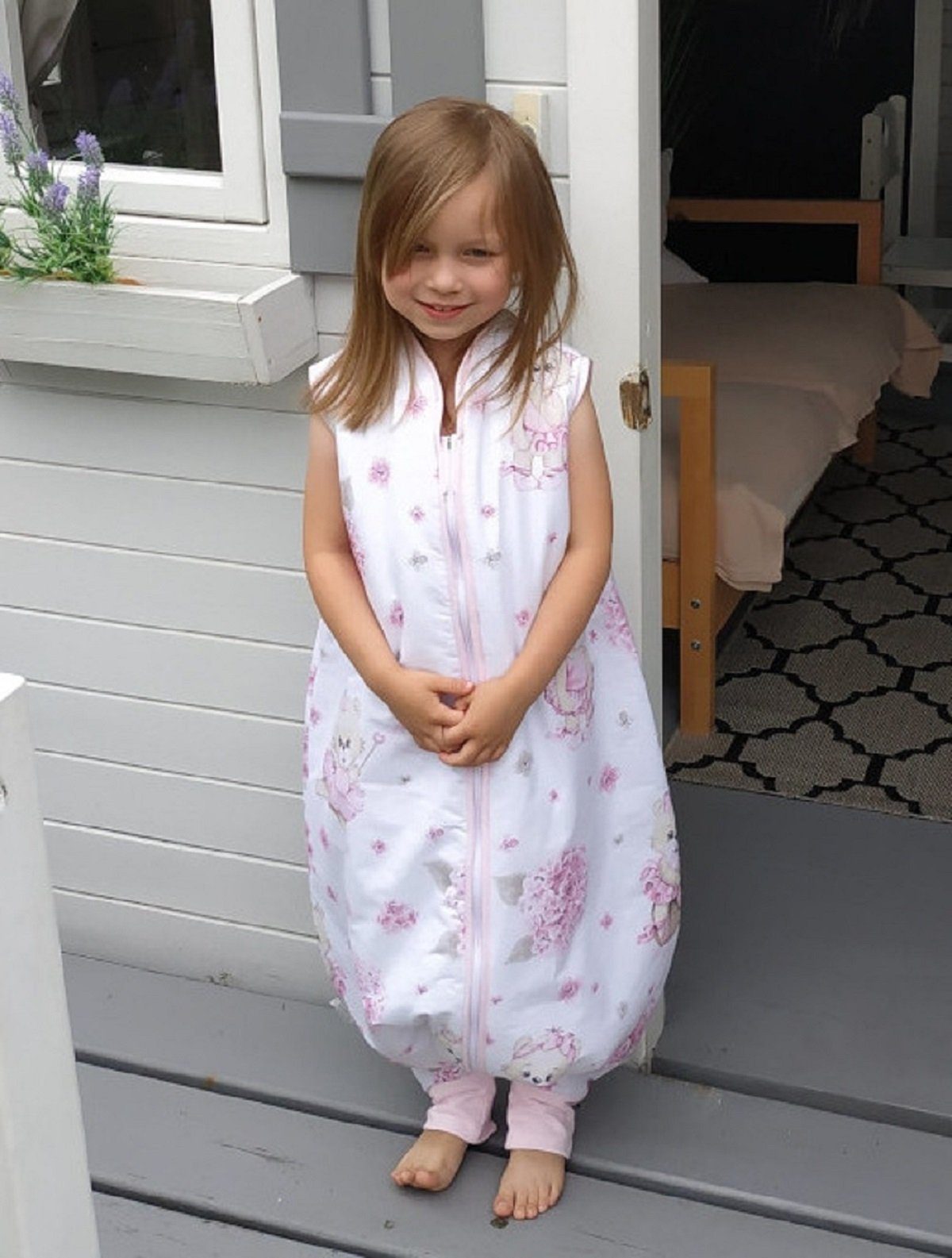 Babyhafen Kinderschlafsack Schlafsack mit Beinen, Kinder Schlafoverall  Ballerina, rosa, Sommerschlafsack 0.5 TOG
