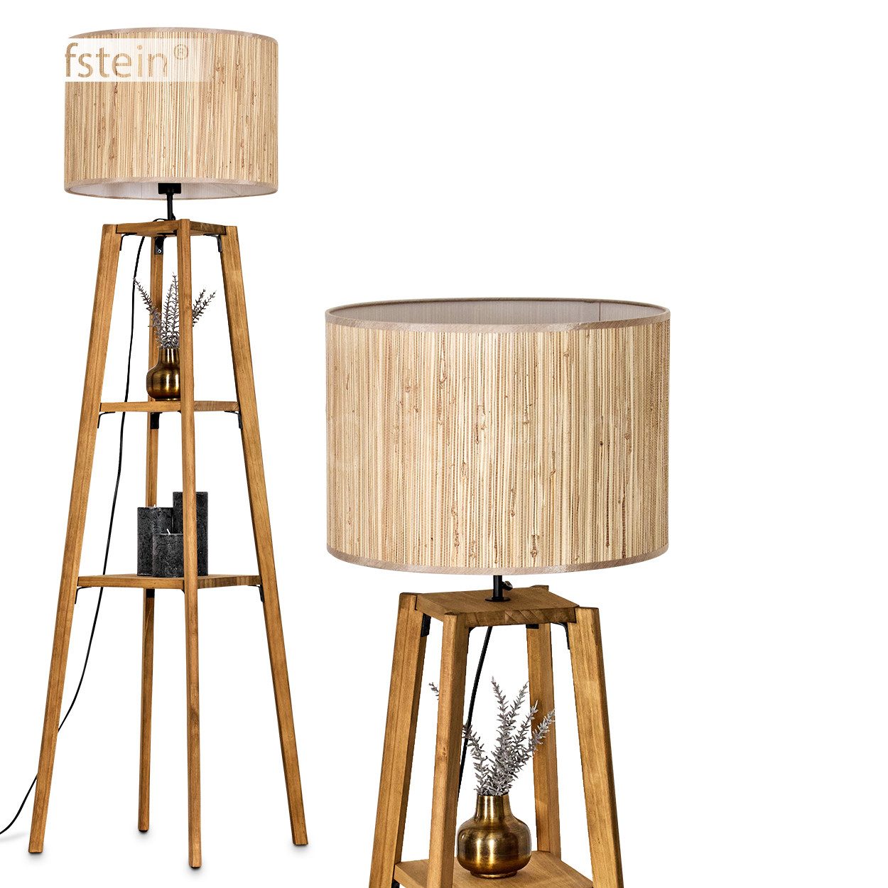 Stehlampe Stehlampe aus Holz/Seegras in Naturfarben