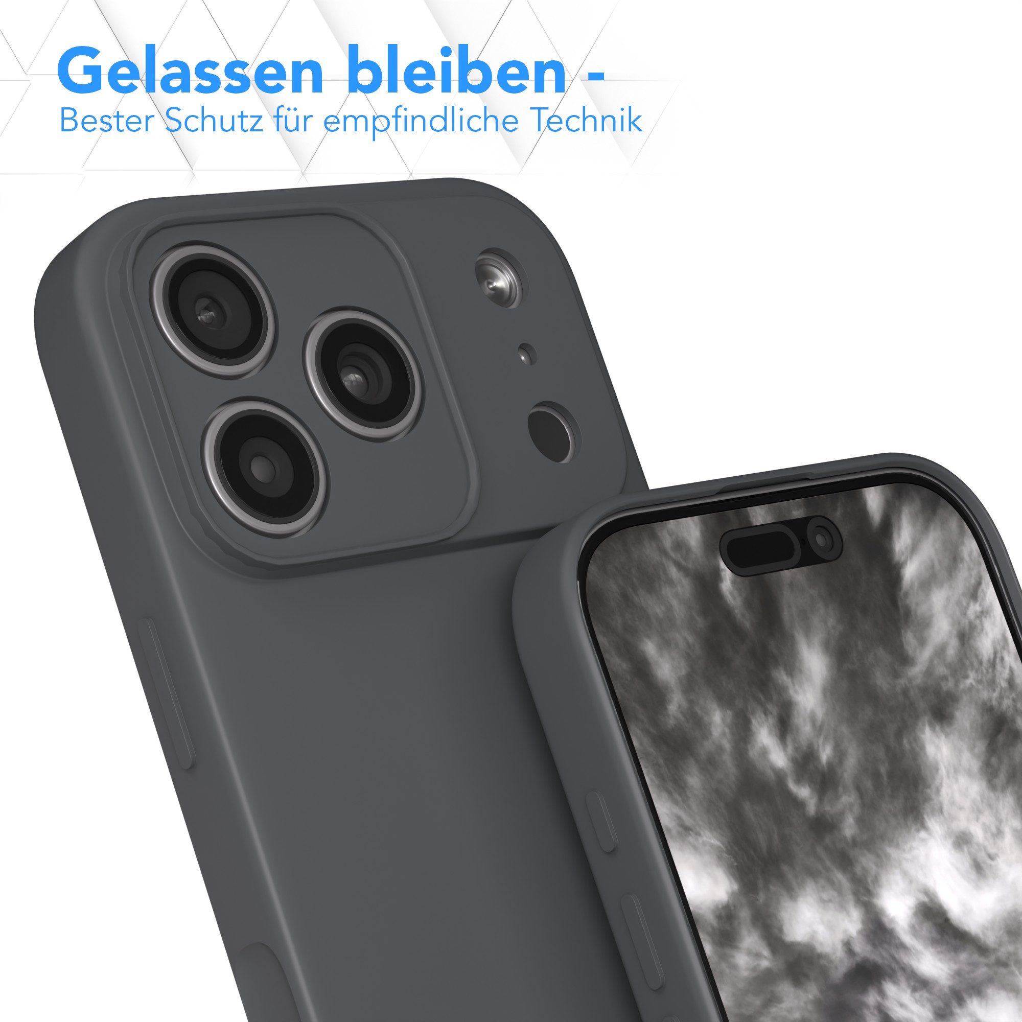 EAZY CASE Handyhülle für Apple iPhone 17 Pro Hülle Silikon 6,3 Zoll, Hülle mit Kameraschutz Handycase Soft Smart Slimcover matt Dunkelgrau – Bild 4 von 5