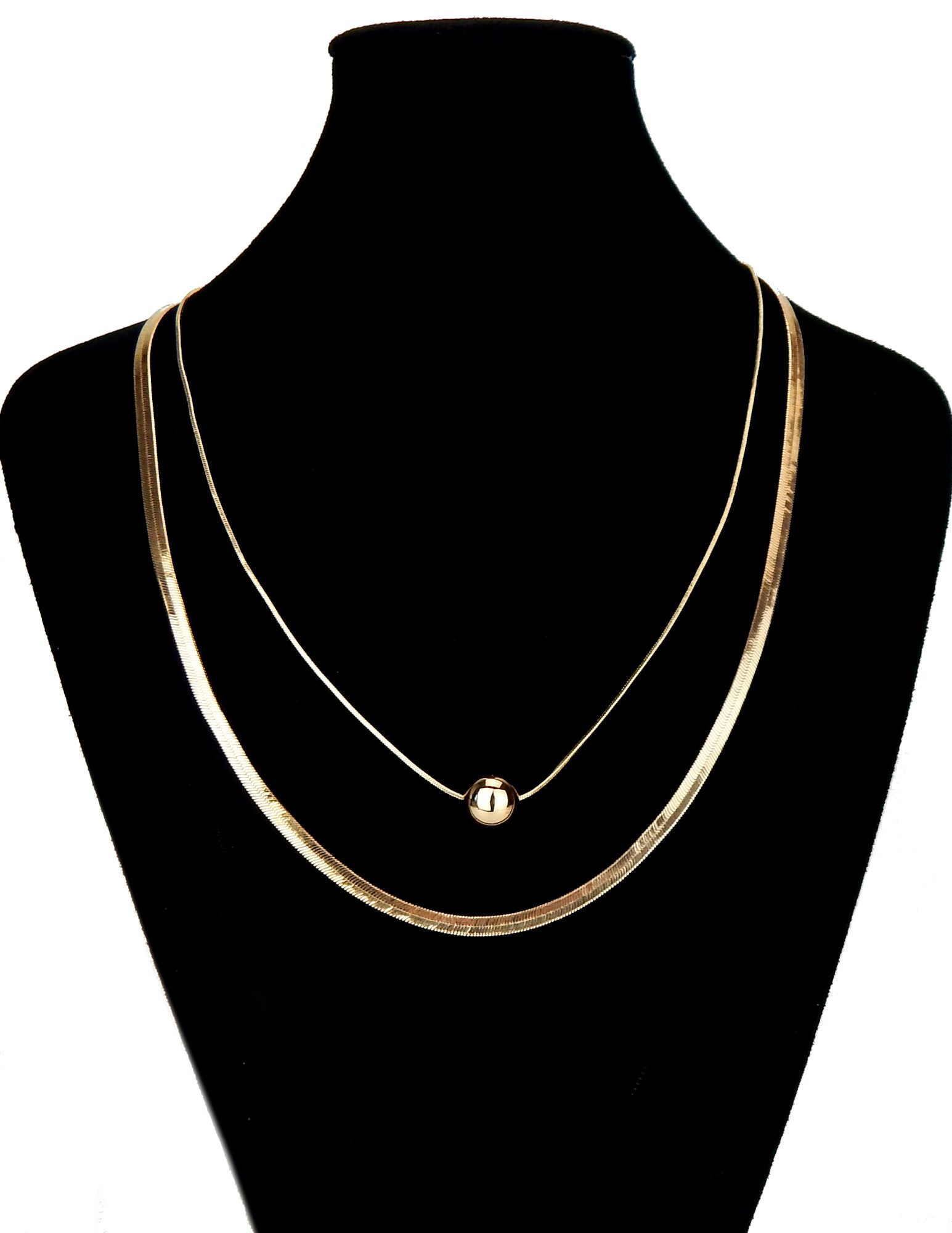 Ella Jonte Kette mit Anhänger, Layer-Halskette Gold mit Kugel-Anhänger – Elegantes Schmuckstück
