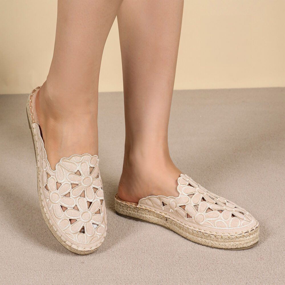 Ital-Design Damen Mules Freizeit Pantolette (88930294) Flach Pantoletten in Beige