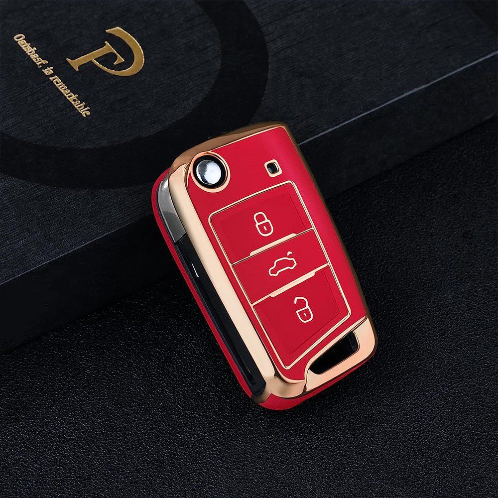 Schlüsselhülle, Polo, VW Schlüsselanhänger Skoda TUABUR Golf Set 7, Rot