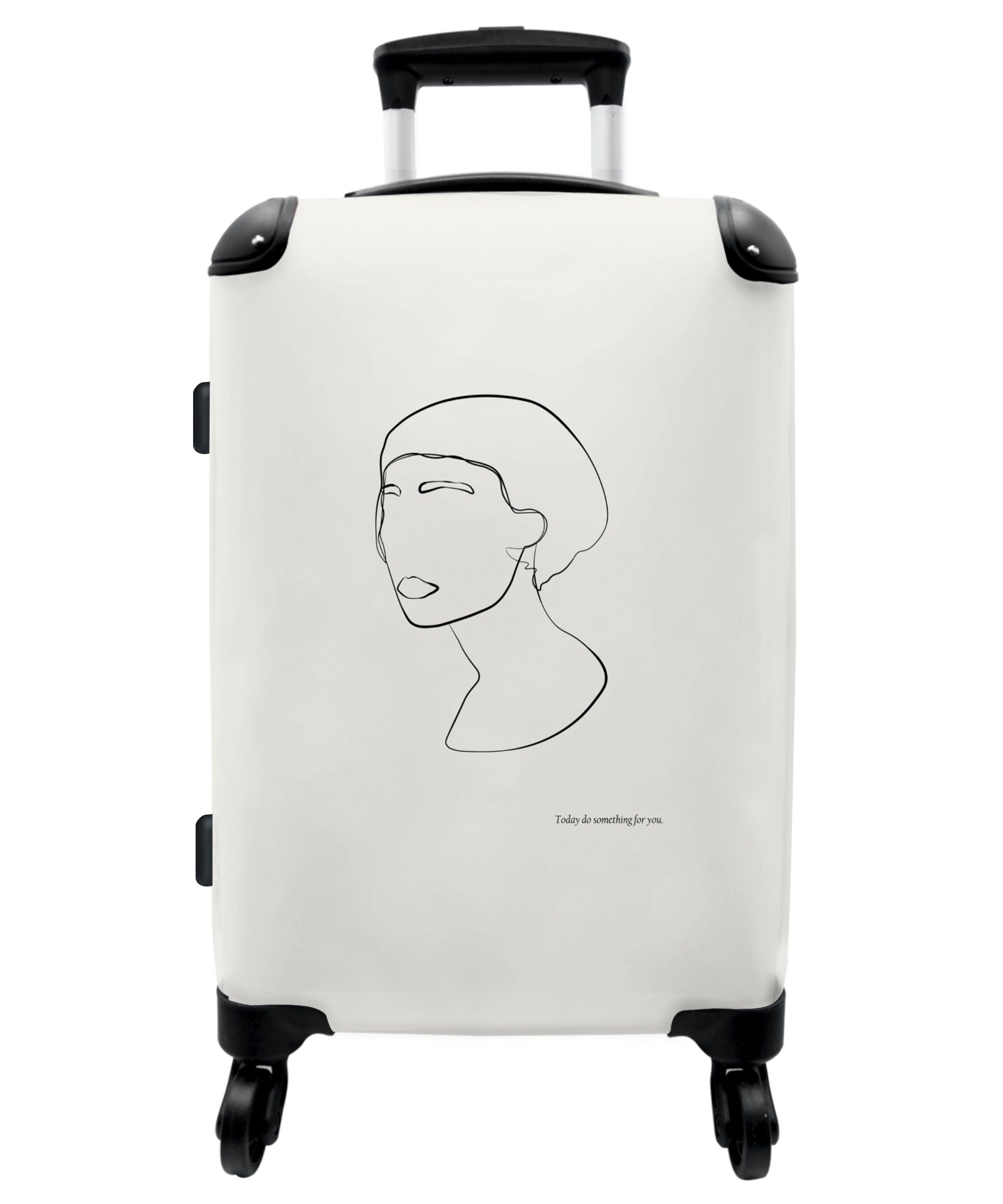 NoBoringSuitcases.com© Koffer 67x43x25cm Frau - Text - Inspiration - Linienkunst - Zitate, 4 Rollen, Aufgabegepäck Trolley Rollkoffer Große Reisekoffer mit 4 Rollen -