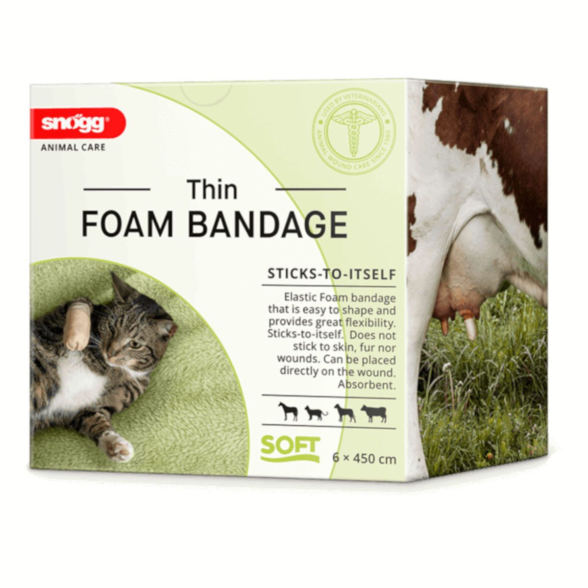 Snögg Bandage Animal Care Thin Foam Bandage, 6 x 450 cm, elastischer, selbhaftend...