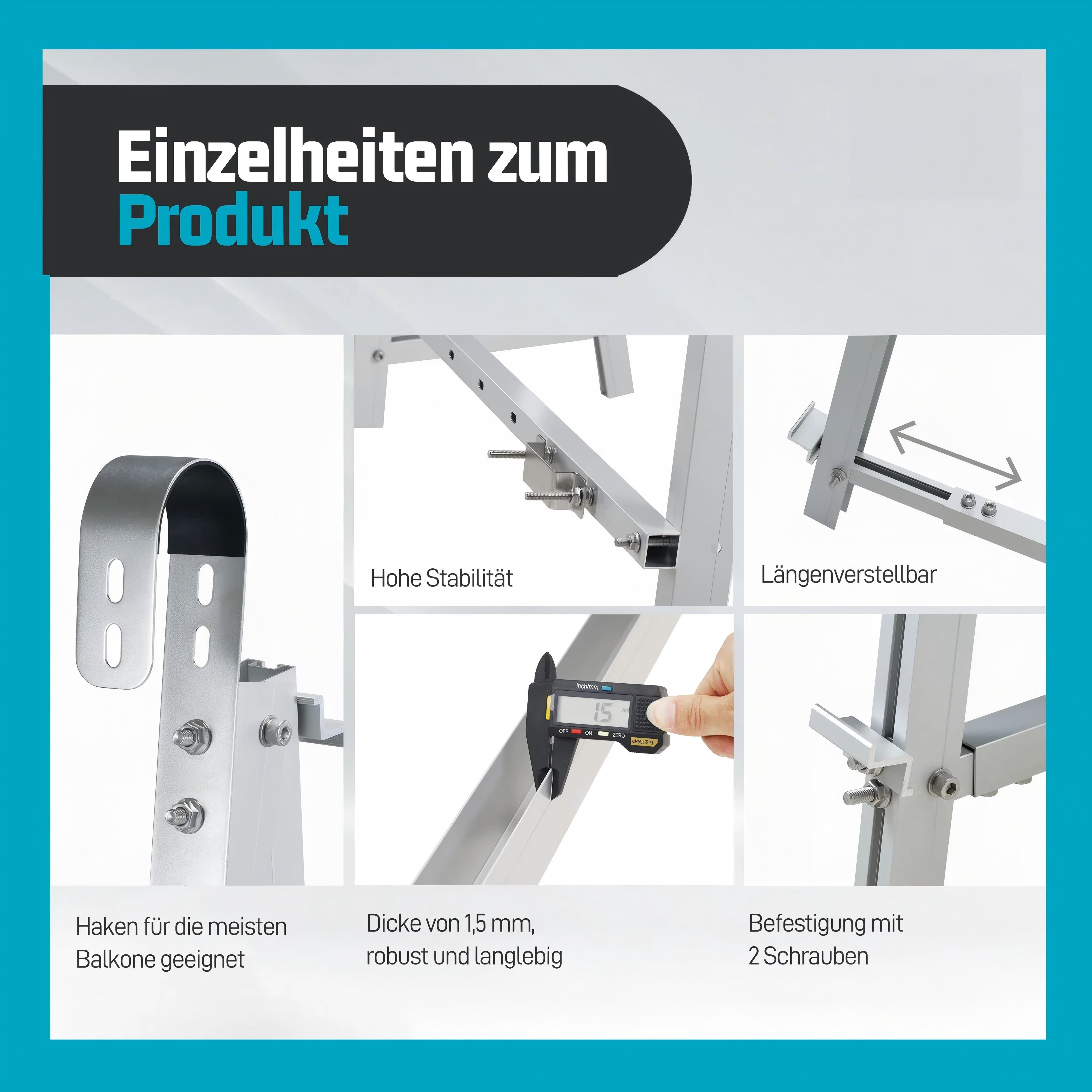 SolarMars Balkonkraftwerk mit Speicher Anker Solix Solarbank 2 E1600 Pro, 1000 W, (Balkon Halterung für 2 Solarmodule), 0% MwSt – Bild 3 von 5