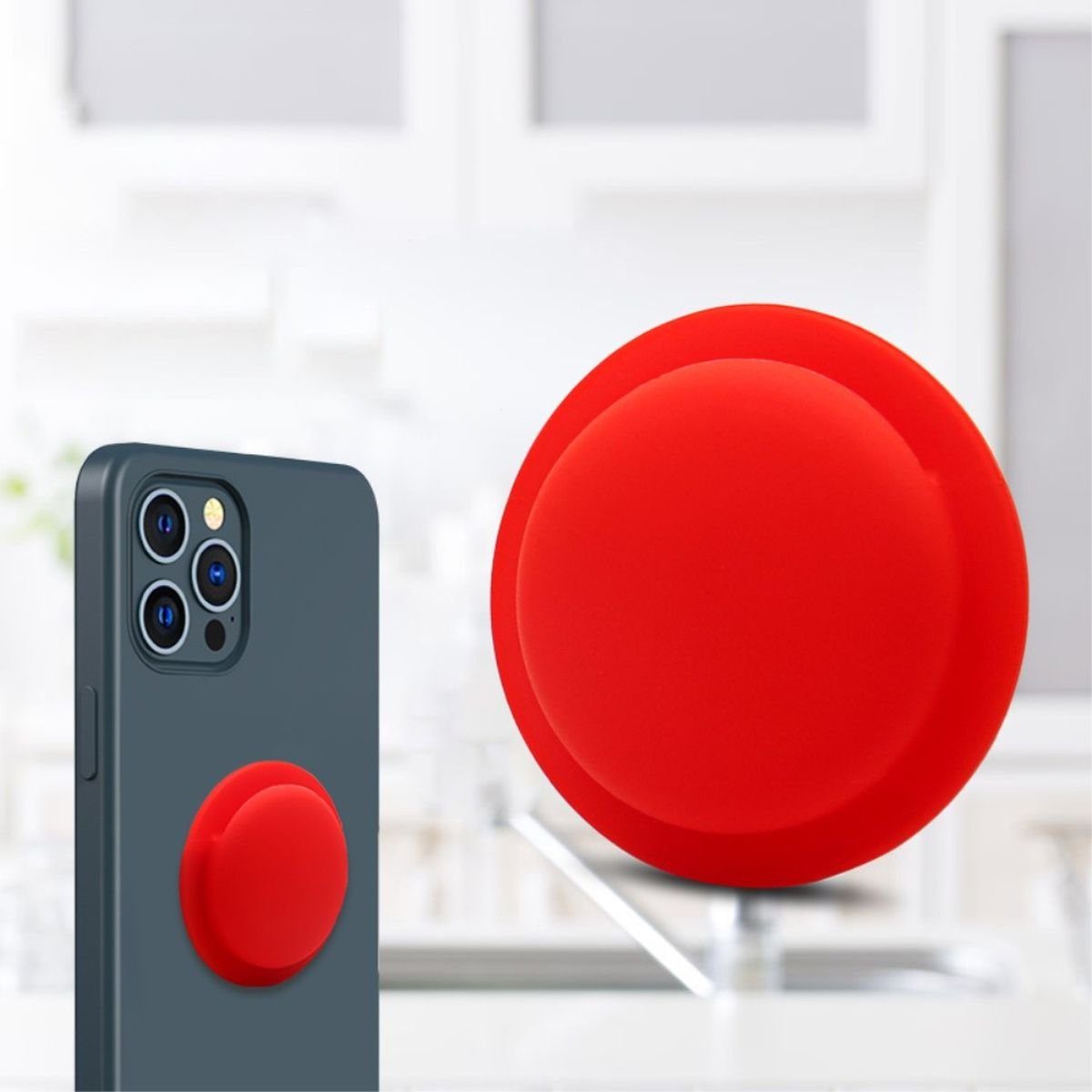 Hülle - für CoverKingz - Schlüsselanhänger Cover selbstklebend 2021 Silikonhülle Rot Apple AirTags
