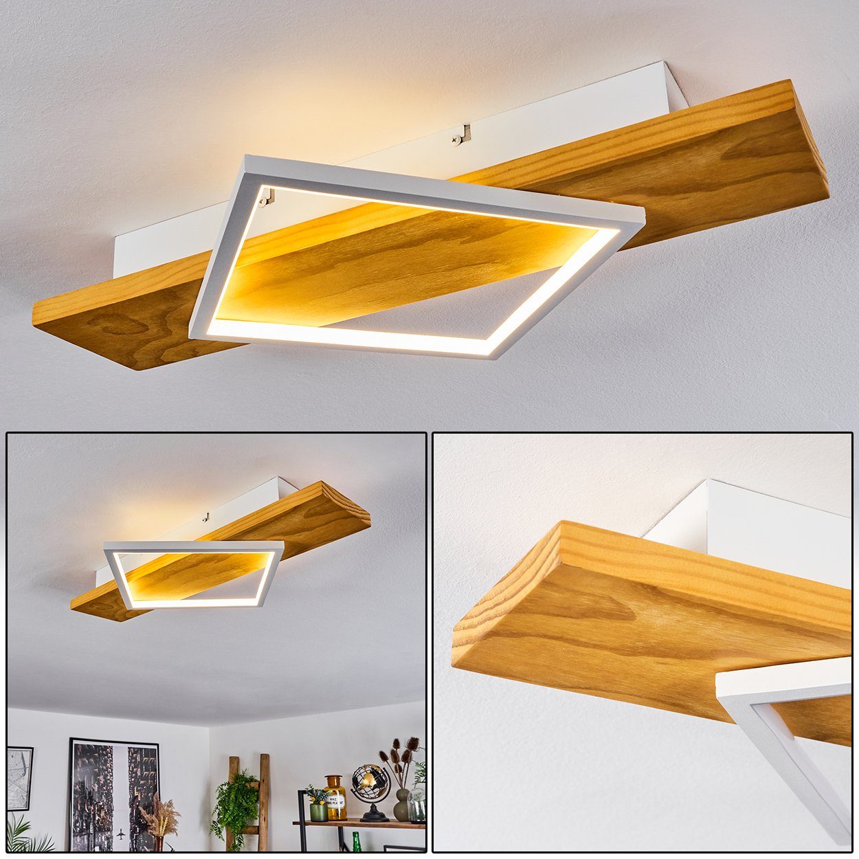 hofstein Deckenleuchte »Palermo« moderne Deckenlampe aus Metall/Holz/Kunsts günstig online kaufen