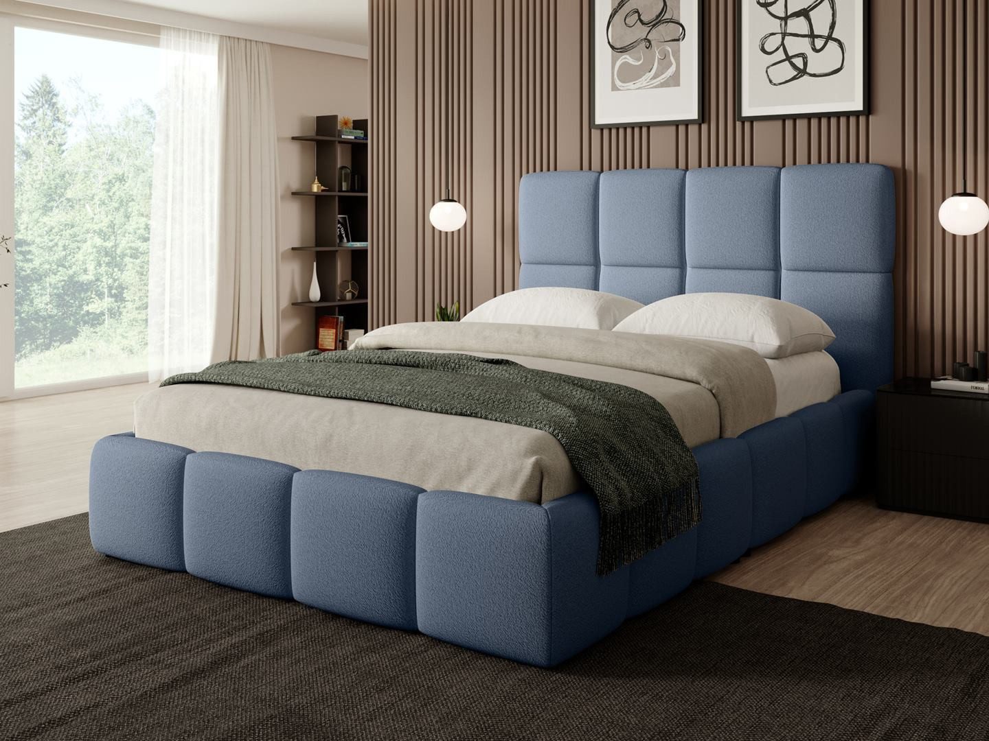 Beautysofa Polsterbett NOSTRO mit Bettkasten (großer Streubehälter, Metallrahmen), RAVEN-Stoff im BOUCLE-Stil