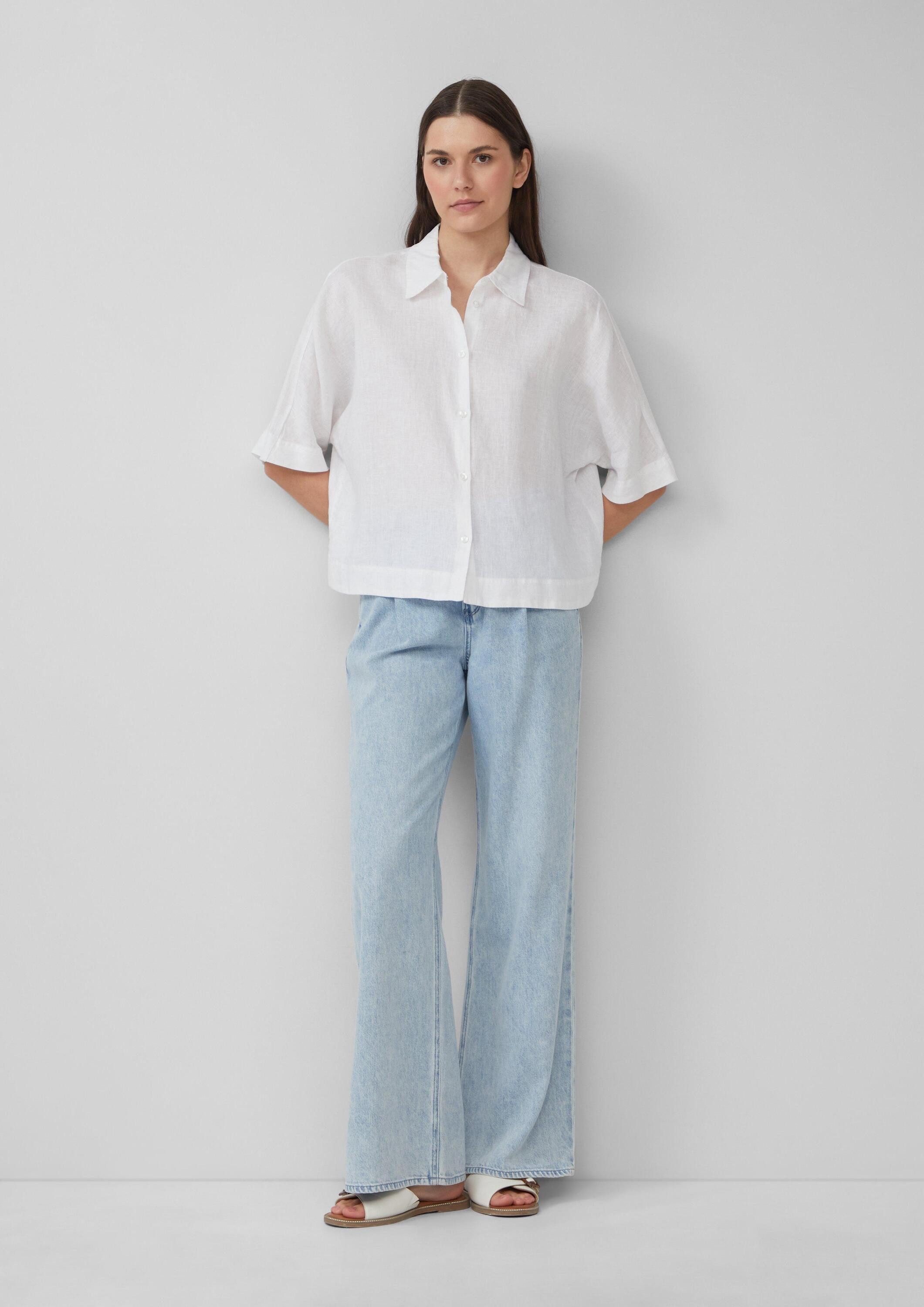 s.Oliver Kurzarmbluse Bluse Kurzarmbluse aus Leinen im Relaxed Fit