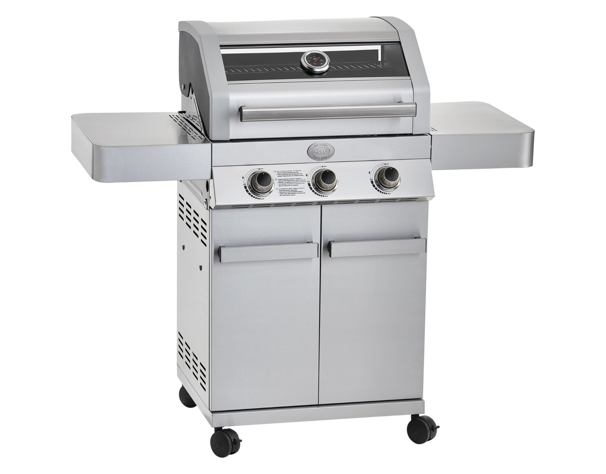 RÖSLE Gasgrill Grillen Gasgrill BBQ-Station Grillwagen Gourmet G3 Edelstahl 3 Brenner