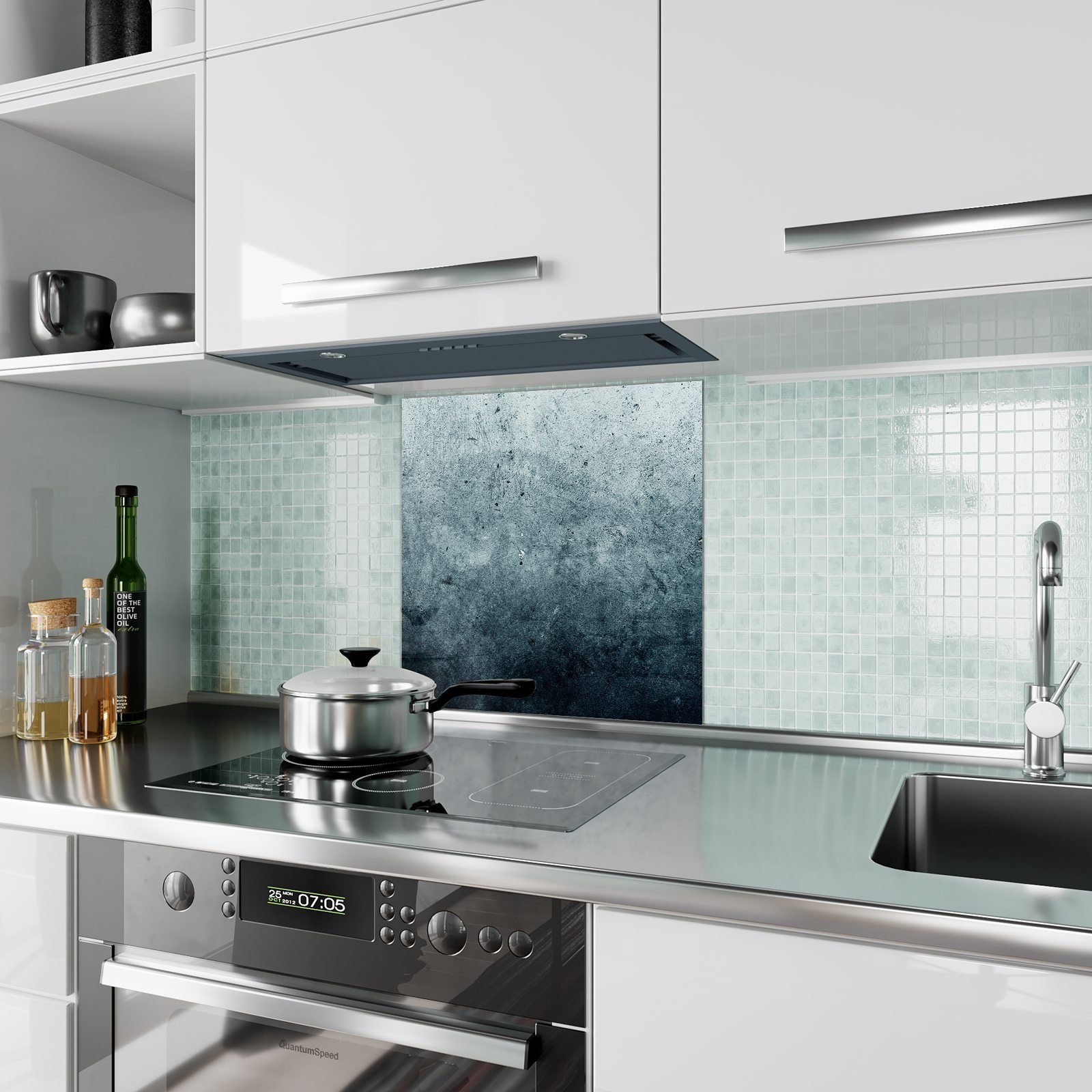Primedeco Küchenrückwand Motiv Spritzschutz Wand mit Grunge Glas Küchenrückwand