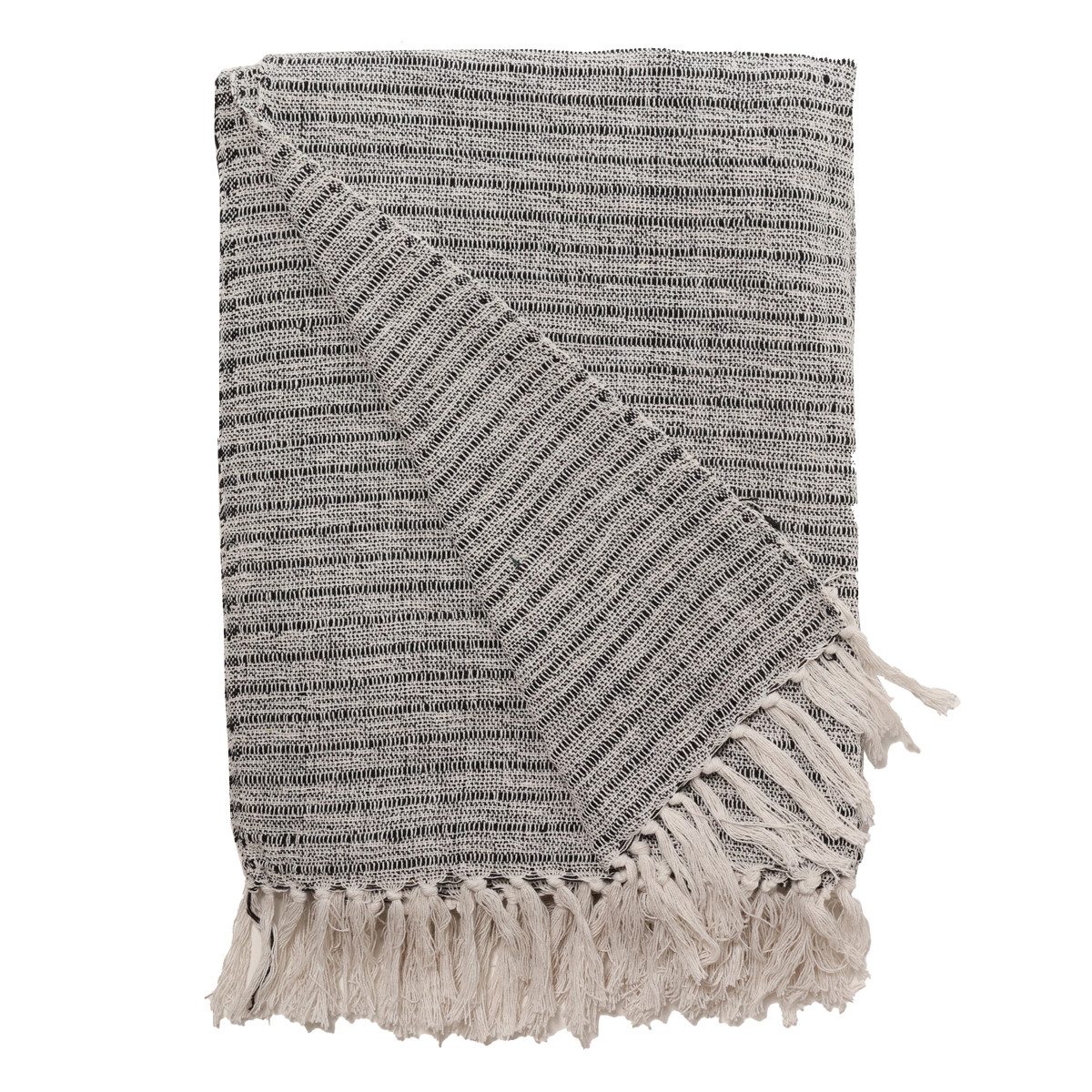 Wohndecke Decke Überwurf Linien 100% Baumwolle 130x180 cm Skandinavisch Grau, AU Maison, 100% recycelte Baumwolle