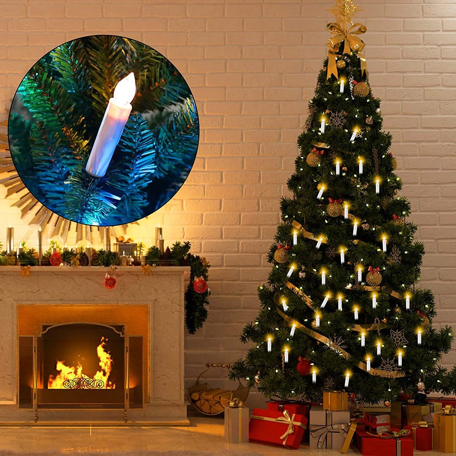 Gotoll LED-Christbaumkerzen 30er, 30 flammig Weinachtsbaumkerzen kabellos Beleuchtung Weihnachtskerzen