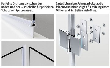 Boromal Badewannenfaltwand 120x140 180° Faltbar Badewannenaufsatz 2 teilig, beidseitig Nano 5mm Sicherheitsglas, Rechts-und Links montierbar, Hebe- / Senkfunktion