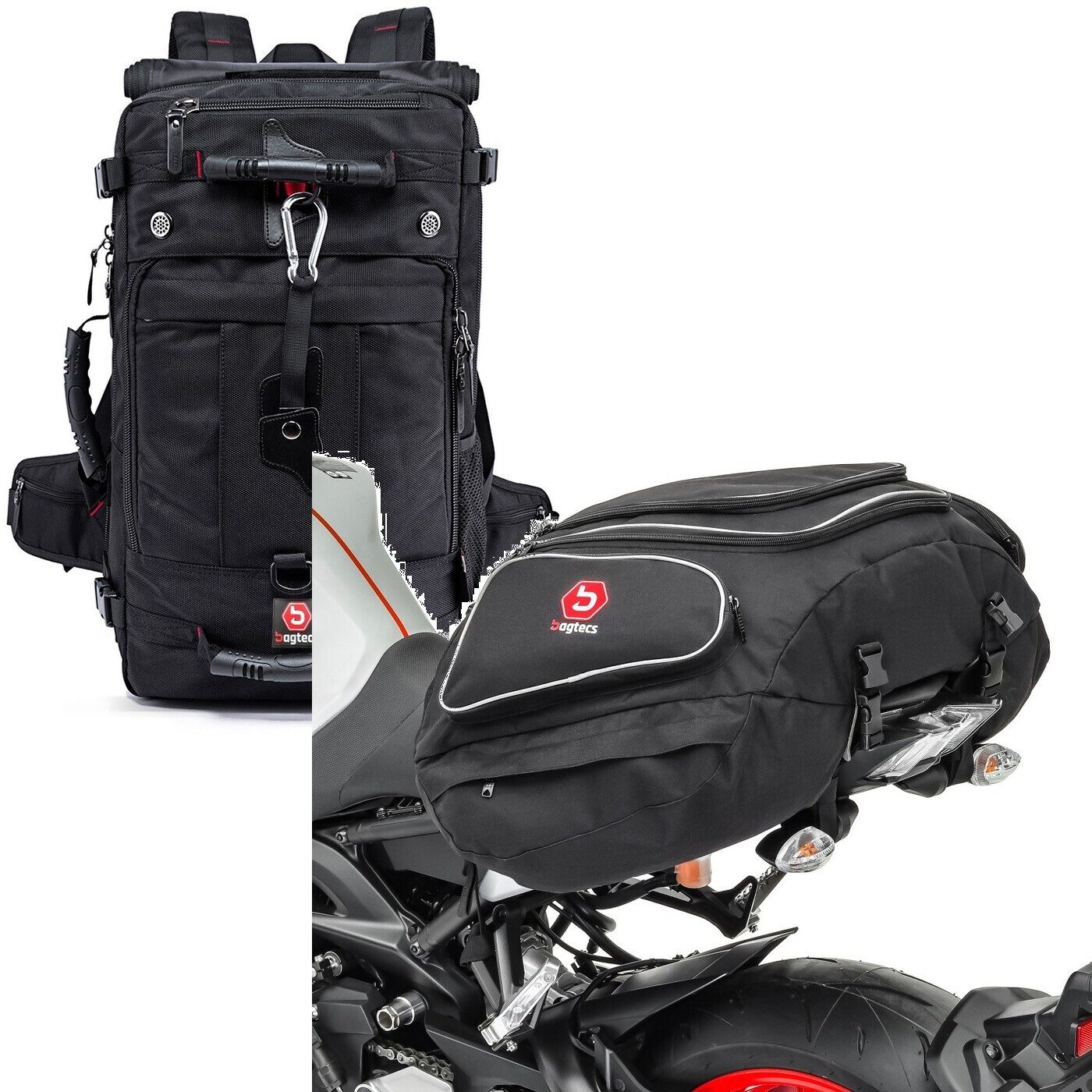 Bagtecs Reisetasche Set: Motorrad Rucksack HK4 Hecktasche 45Ltr in sw # mit Motorrad Heckt