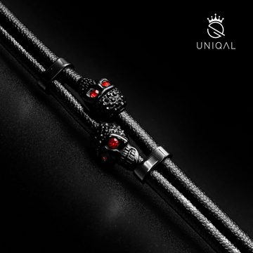 UNIQAL.de Lederarmband Lederarmband Herren "TOXIC" Totenkopf Echtleder, Edelstahl (Edelstahl, Echtleder, Casual Style, Fasching, Halloween, Handgefertigt)