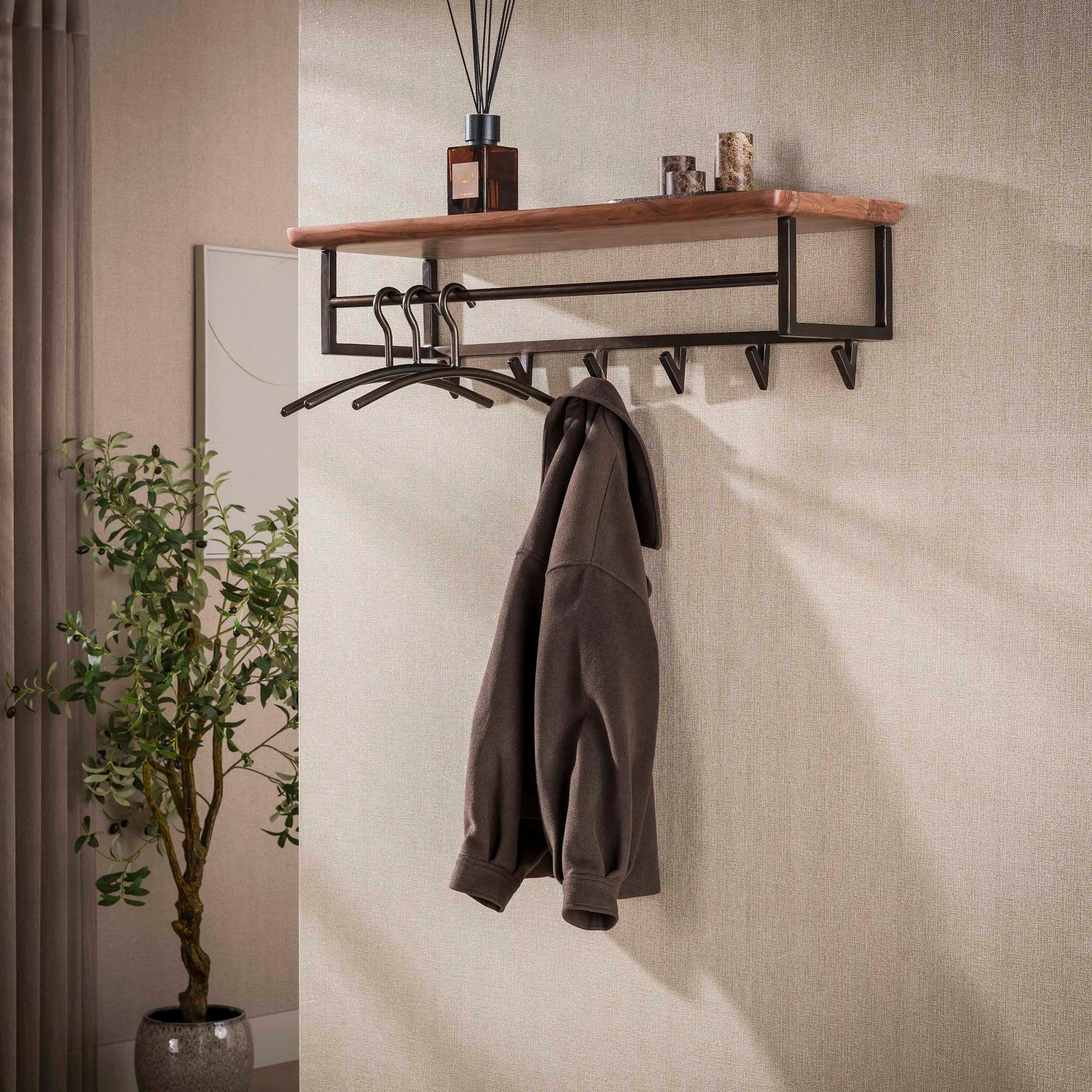 Sitheim-Europe Wandgarderobe Garderobe Edge Curve / Massiv Akazie braun (1 St)