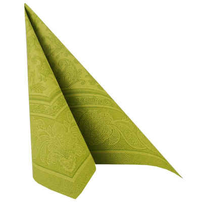 PAPSTAR Papierserviette 1/4-Falz 40 cm x 40 cm olivgrün "Ornaments", (20 St), 40 cm x 40 cm, 1/4-Falzung