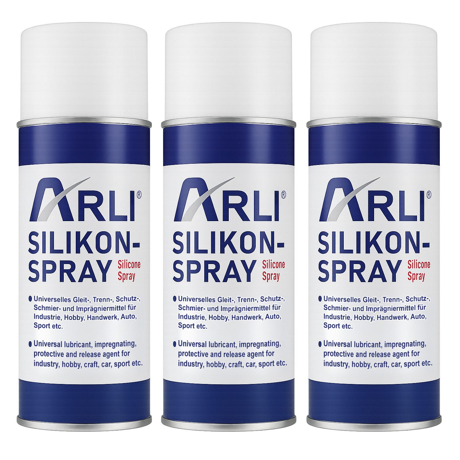ARLI Silikon 3x Silikon Spray 400ml Universelles Gleitmittel, Silikonspray, gebrauchsfertig, (2er, 3-tlg., Set), Trennmittel Schmiermittel Schutzmittel