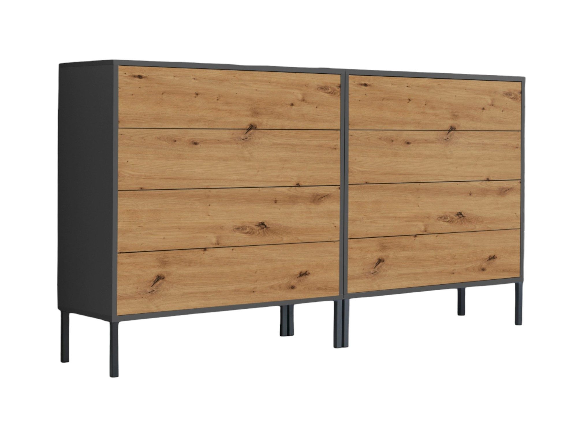 BMG Möbel Sideboard Mailand Set 1 (Schubladenkommode Kommode Anrichte, mit hochwertigen Metallfüßen), Push-to-Open-Funktion