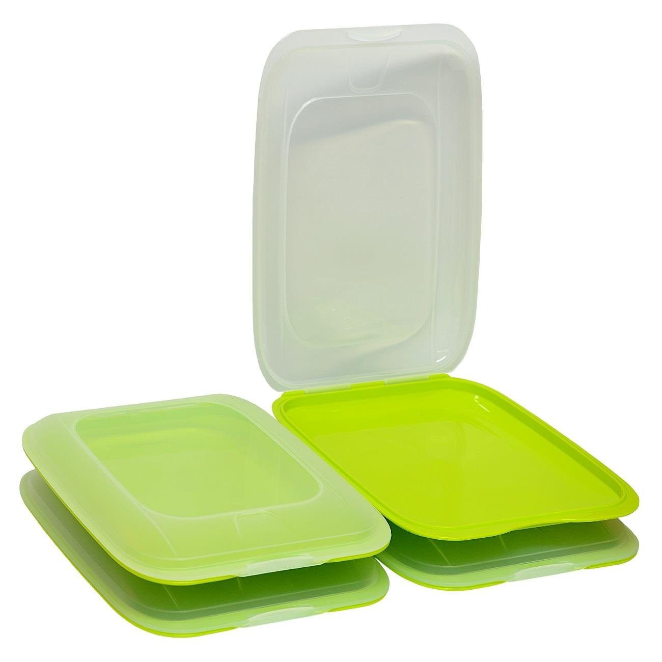 Engelland Frischhaltedose Aufschnittdosen, Aufschnittbox, PP-Kunststoff, BPA-frei, (Vorteils-Set, 4-tlg., mit transparentem Deckel), stapelbar, platzsparend, Ordnung im Kühlschrank, Organizer, Stapelbox