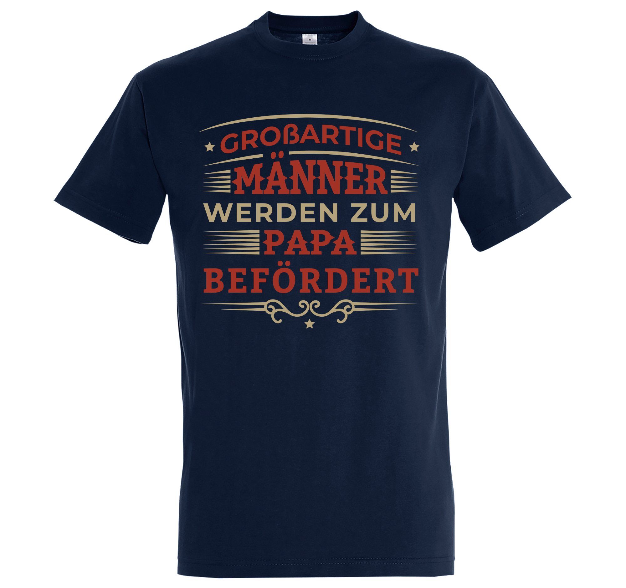 Youth Designz T-Shirt "Männer Werden Zum Papa Befördert" Herren Shirt mit trendigem Frontprint Navyblau