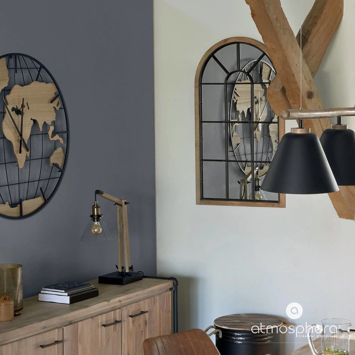 Atmosphera Créateur d'intérieur Wandspiegel rustikal, Fenster-Optik