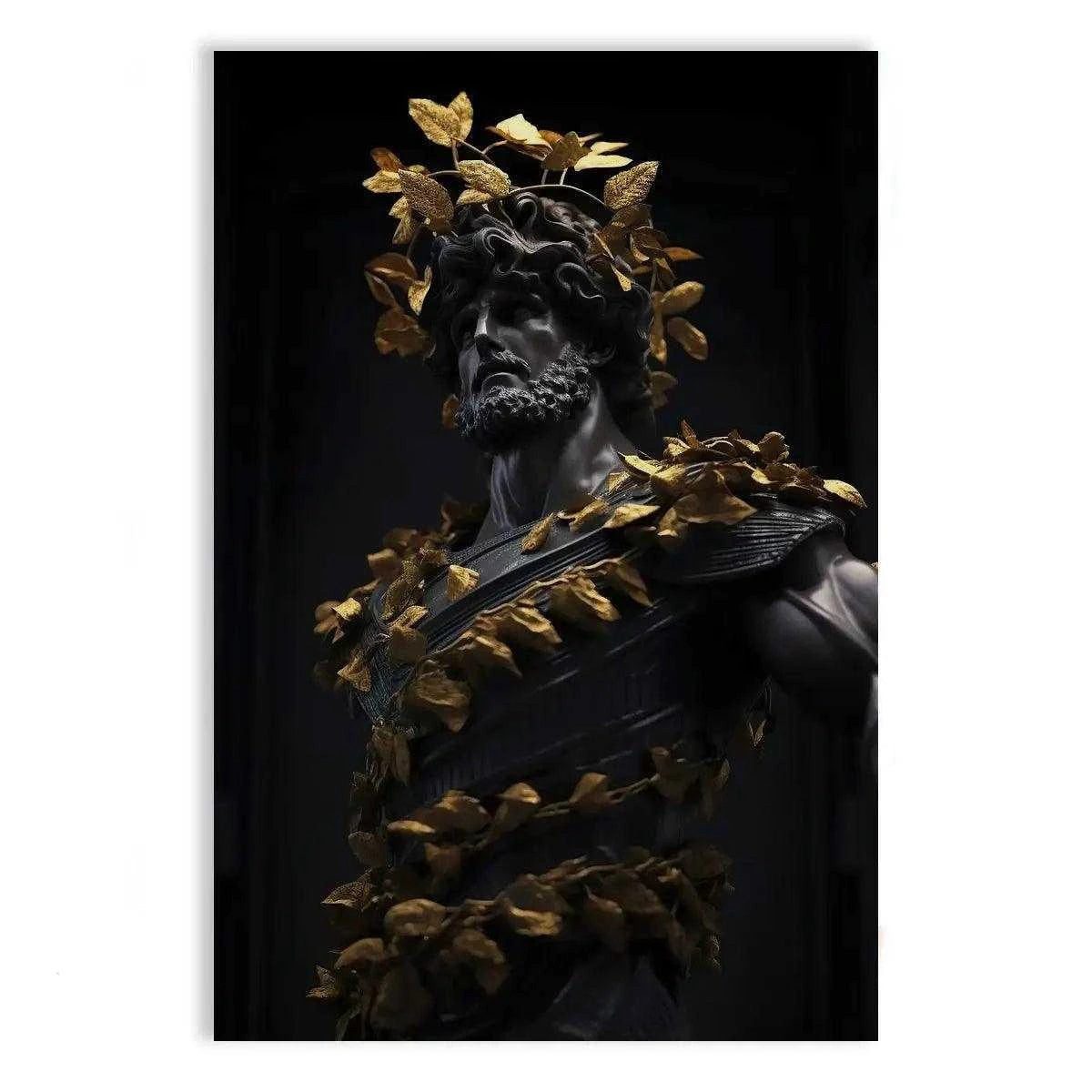SimpleCanvas Wandbild Back in Rome II - Leinwandbild Luxuriös, Wandbild Statue, Schwarz Gold, Antik
