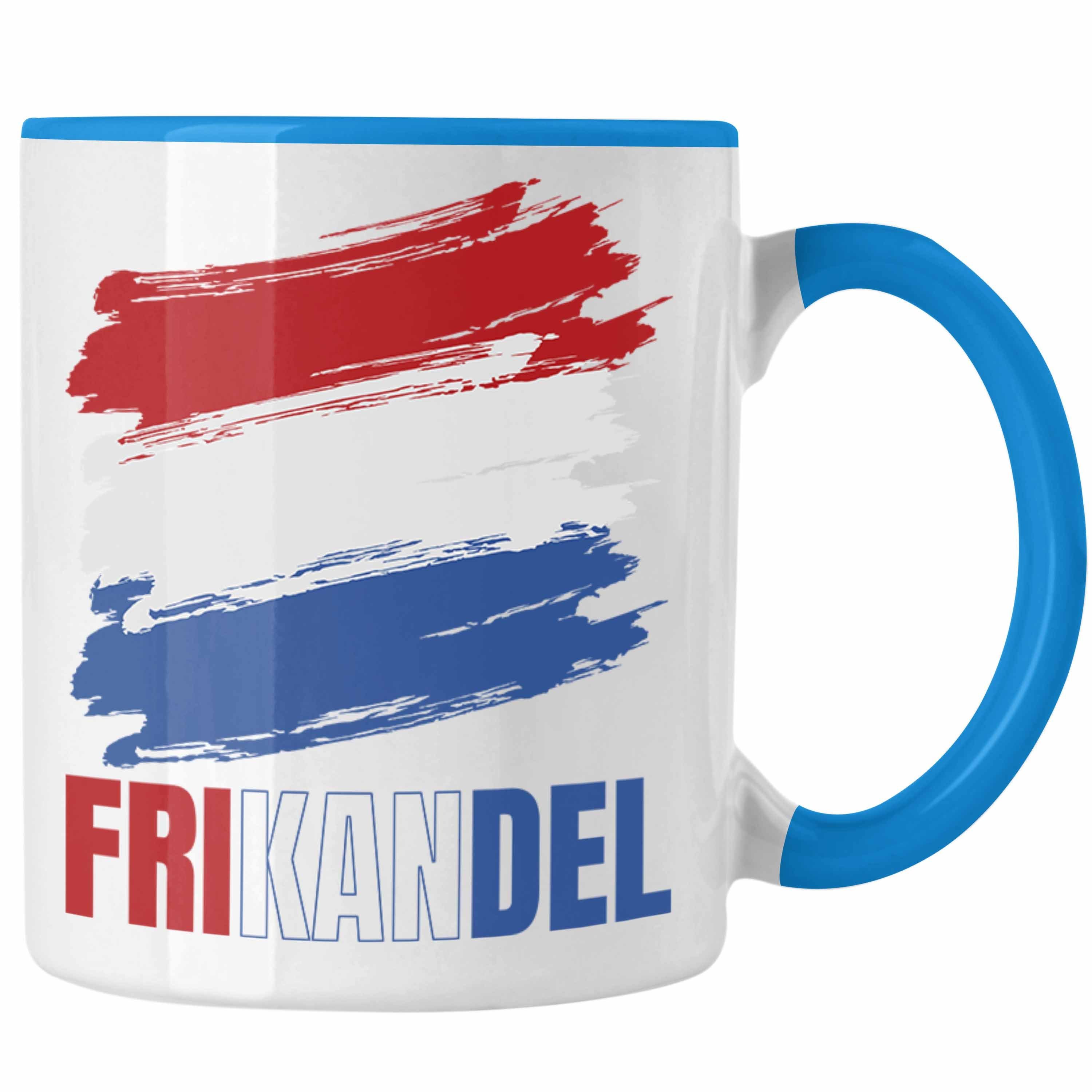 Trendation Tasse Holland Fan Kaffee-Becher Frikande Tasse Holländer Geschenk Blau
