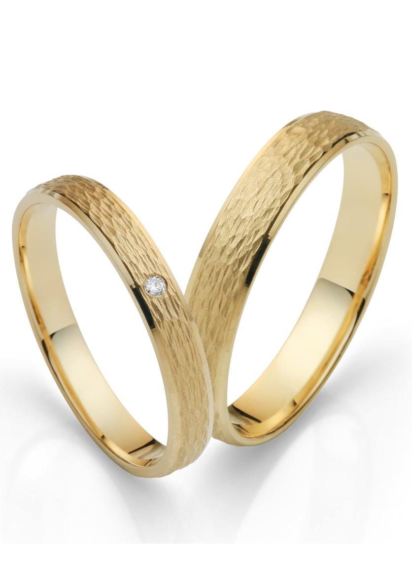 Firetti Trauring Schmuck Geschenk Gold 750 Hochzeit Ehering "LIEBE", Made in Germany, wahlweise mit oder ohne Brillant