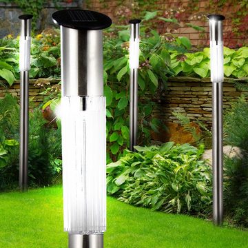 etc-shop LED Gartenleuchte, LED-Leuchtmittel fest verbaut, 4er Set Außenlampen Garten Solar LED Leuchten Steckleuchten