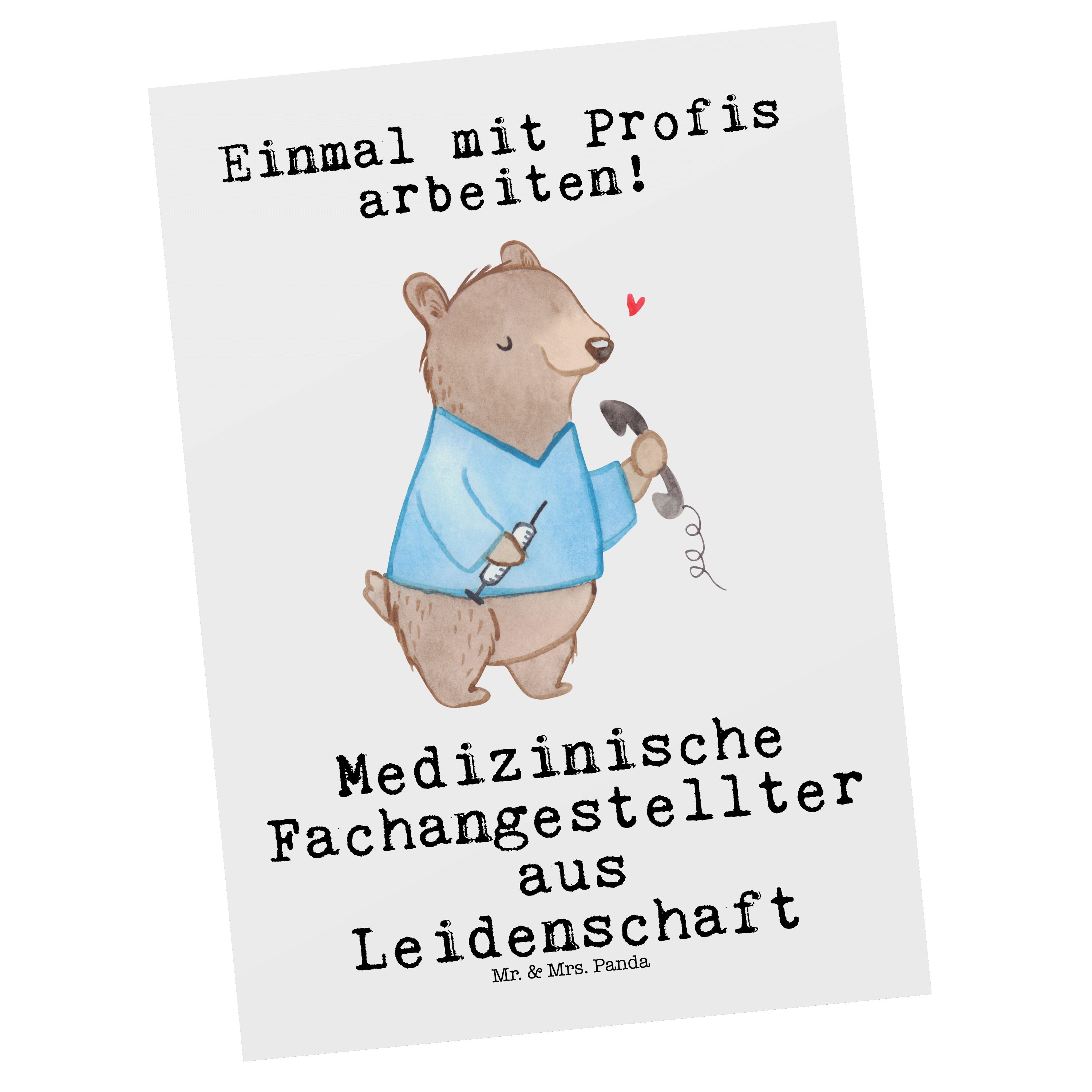 Mr. & Mrs. Panda Postkarte Medizinische Fachangestellter aus Leidenschaft - Weiß - Geschenk, Arz