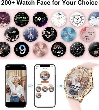 Lige Smartwatch (1,32 Zoll, iOS Android), Damen mit Telefonfunktion Fitnessuhr 20 Sportmodi Wasserdicht Sportuhr