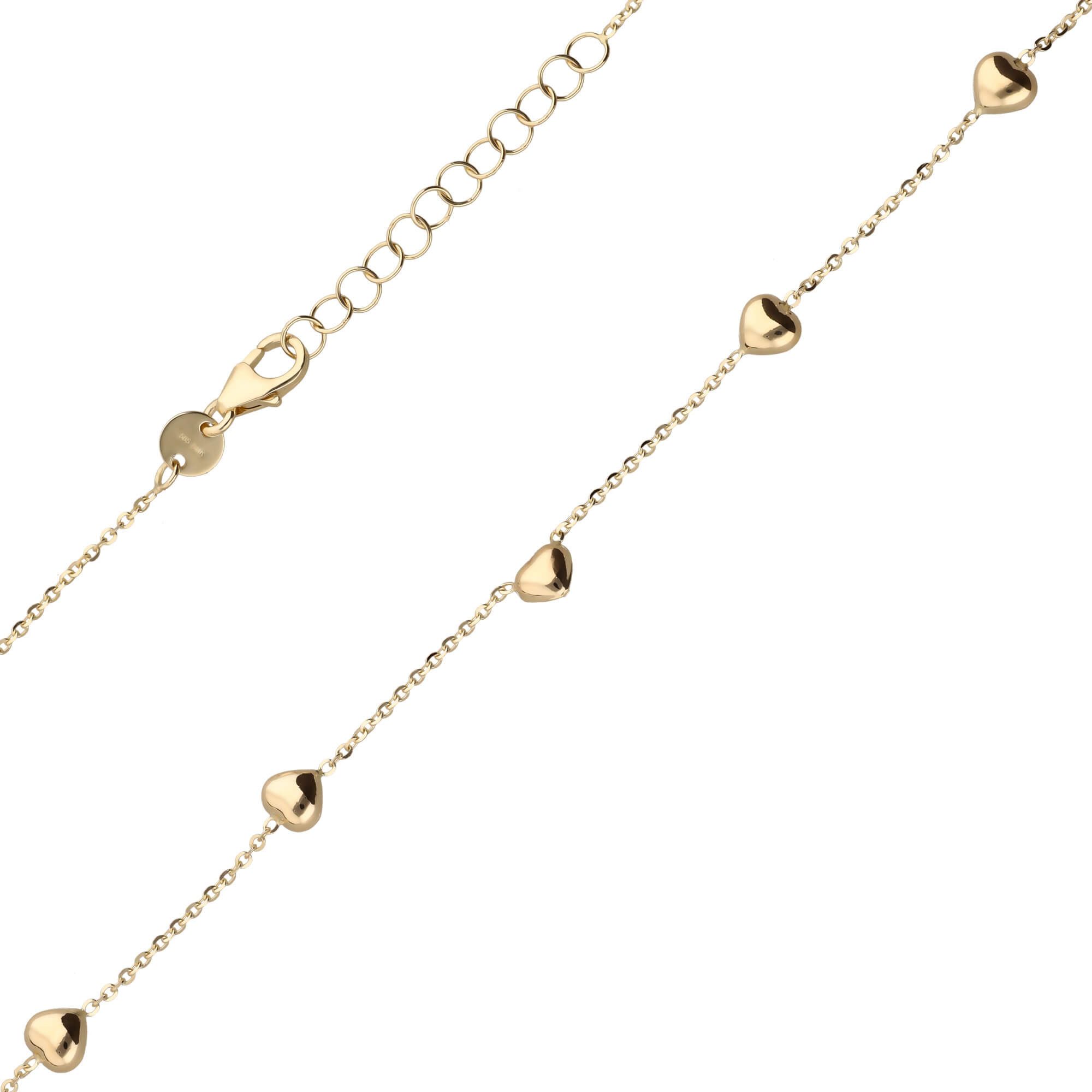 Schmuck Krone Goldkette Halskette Collier mit 9 Herzen aus 585 Gelbgold 42-45cm, Gold 585