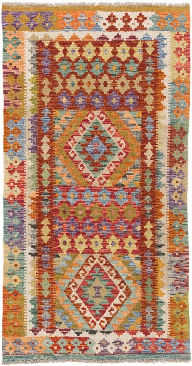 Orientteppich Kelim Afghan 98x190 Handgewebter Orientteppich Läufer, Nain Trading, rechteckig, Höhe: 3 mm