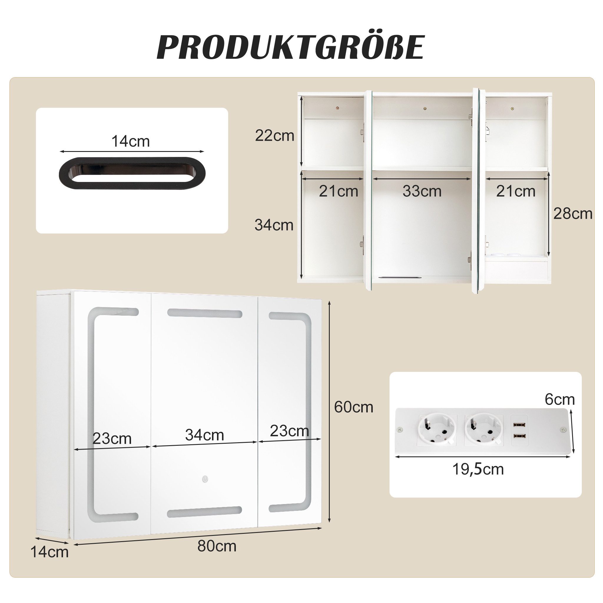 Thanaddo Badezimmerspiegelschrank Badezimmerspiegelschrank mit LED-Dreifarb günstig online kaufen