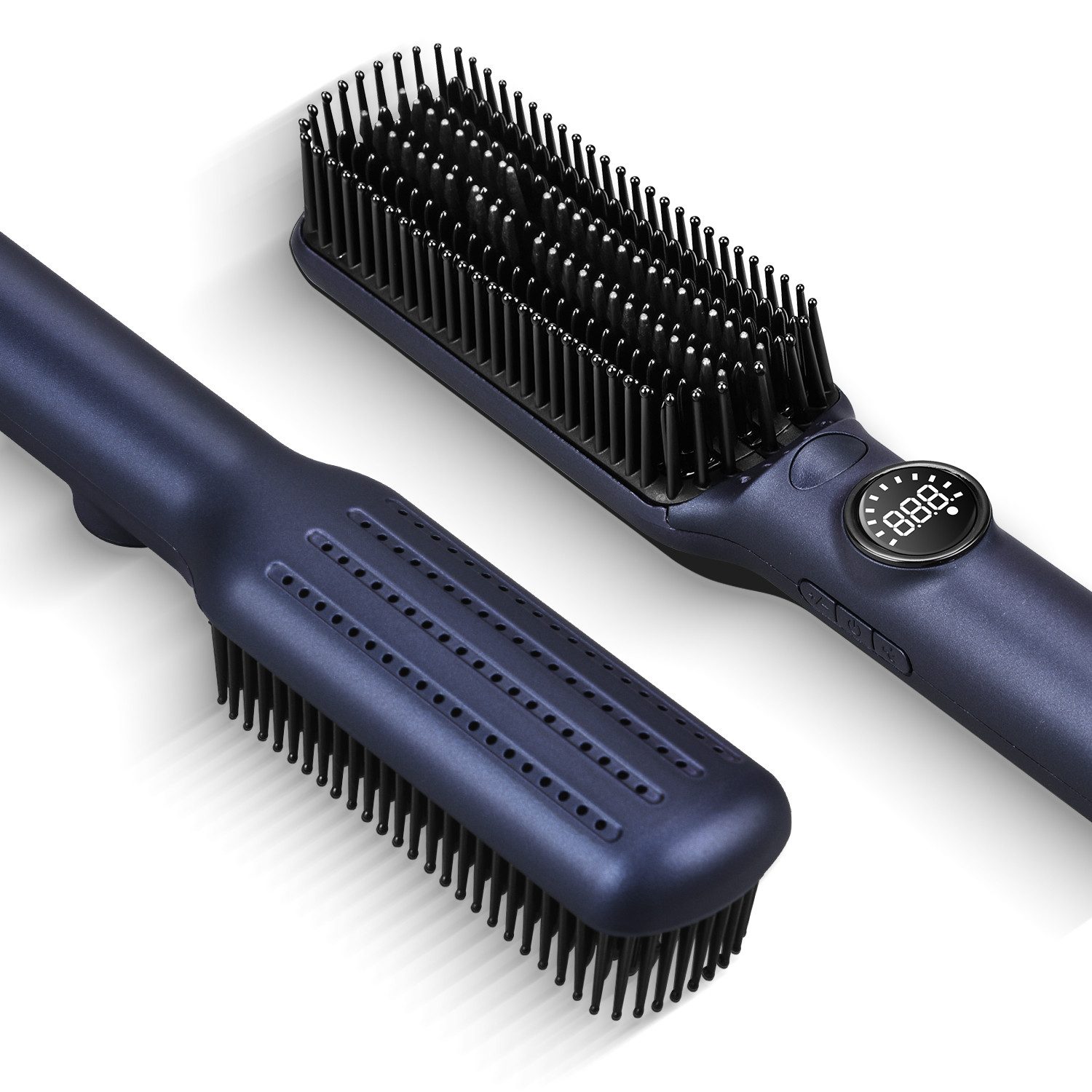 JVJH Haarglättbürste,100-230℃,Warmluftbürste,Beheiztes Glättent /KaltlufGlättbürste, LED-Anzeige,Keramikplatte,PTC-Heizung