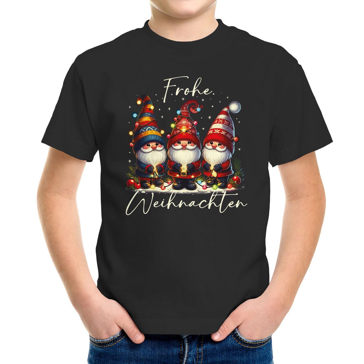 Print-Shirt Kinder T-Shirt Froihe Weihnachten Wichtel Aufdruck Weihnachtsshirt