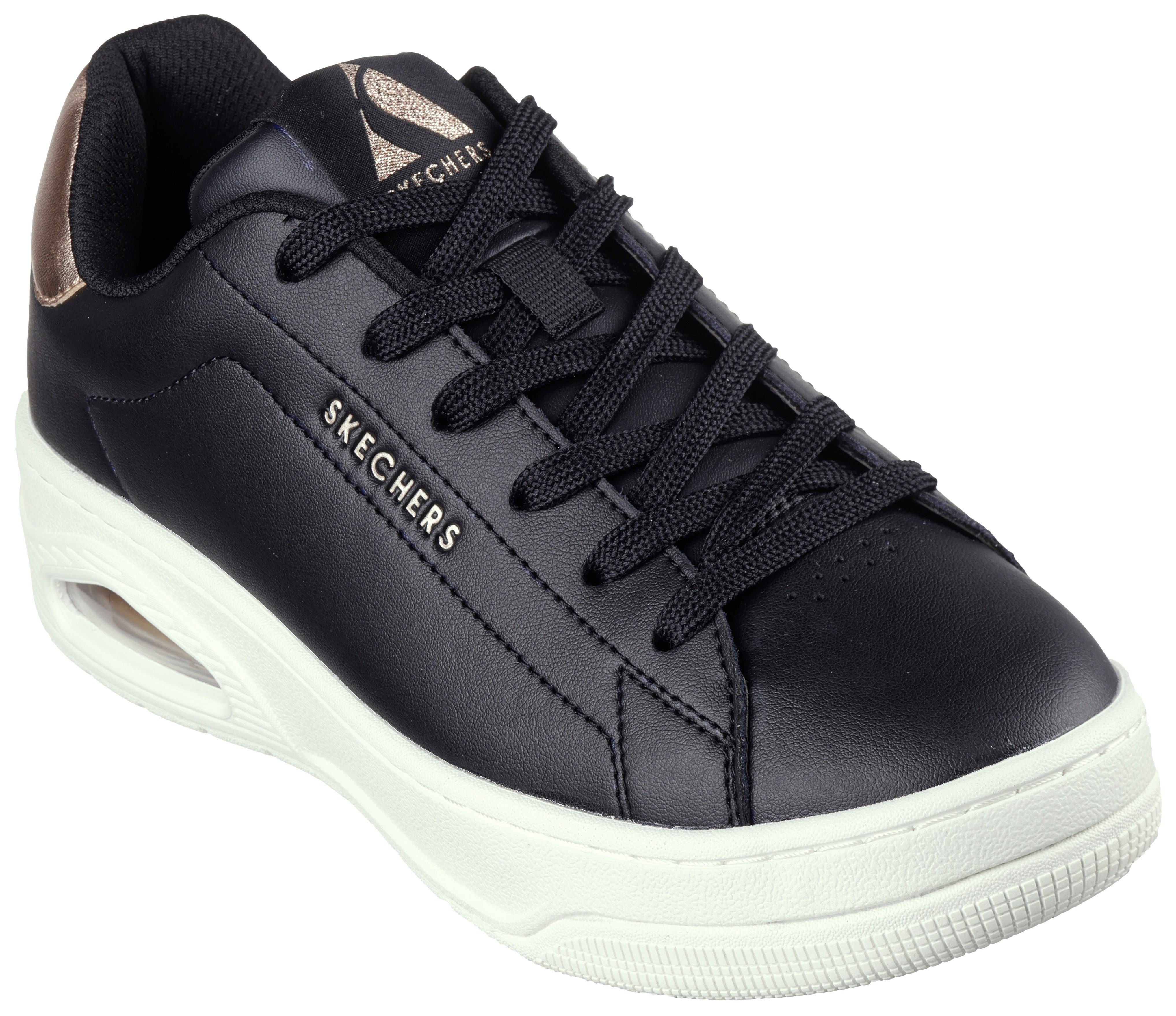 Skechers UNO COURT Sneaker mit Metallic-Applikation, Freizeitschuh, Halbschuh, Schnürschuh