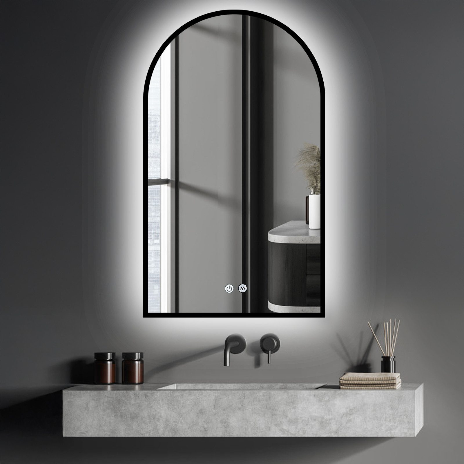 Apejoy Badspiegel 50x90cm Arch LED Wandspiegel günstig online kaufen