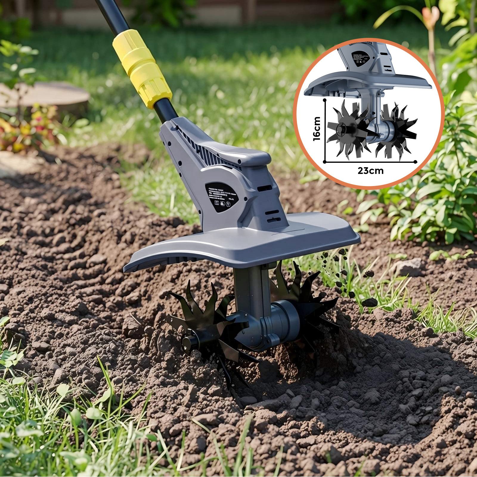 Fanztool Akku-Motorhacke 20V/4.0Ah Akku,23cm Arbeitsbreite,16 cm Arbeitstiefe, Akku Gartenfräs
