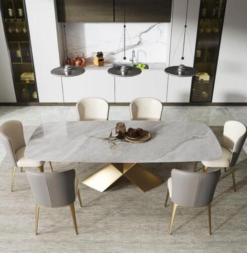 Esstisch, Möbel Luxus Tisch Tische JVmoebel Design Esstische Stein Edelstahl